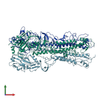 PDB entry 2wrd coloured by chain, front view.