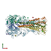 PDB entry 2wrg coloured by chain, front view.
