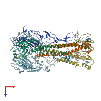 PDB entry 2wrh coloured by chain, top view.