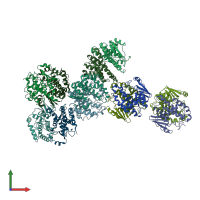 PDB entry 2wrt coloured by chain, front view.
