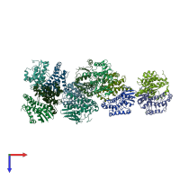 PDB entry 2wrt coloured by chain, top view.