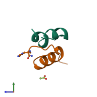 PDB entry 2wrv coloured by chain, side view.