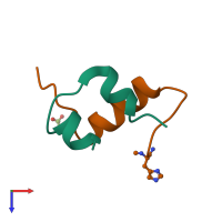 PDB entry 2wrv coloured by chain, top view.