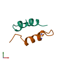 PDB entry 2wrw coloured by chain, front view.