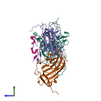 PDB entry 2ws9 coloured by chain, side view.