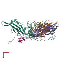 PDB entry 2ws9 coloured by chain, top view.