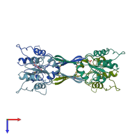 PDB entry 2wsh coloured by chain, top view.