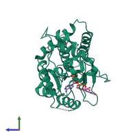 PDB entry 2wsi coloured by chain, side view.