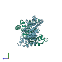 PDB entry 2wsm coloured by chain, side view.