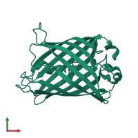Green fluorescent protein in PDB entry 2wso, assembly 1, front view.