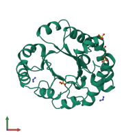 PDB entry 2wsr coloured by chain, front view.