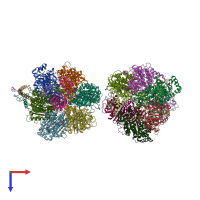 PDB entry 2wss coloured by chain, top view.