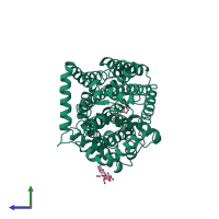 PDB entry 2wsw coloured by chain, side view.