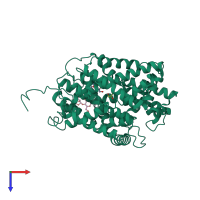 PDB entry 2wsw coloured by chain, top view.