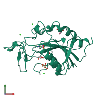 PDB entry 2wta coloured by chain, front view.