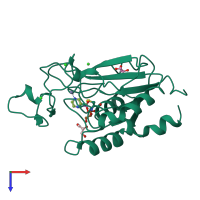 PDB entry 2wta coloured by chain, top view.