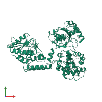 PDB entry 2wtb coloured by chain, front view.