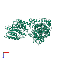 PDB entry 2wtb coloured by chain, top view.