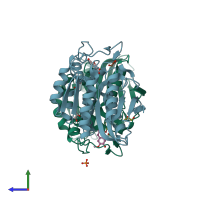 PDB entry 2wtn coloured by chain, side view.