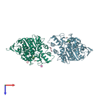 PDB entry 2wu3 coloured by chain, top view.