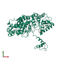 PDB entry 2wu8 coloured by chain, front view.