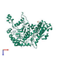 PDB entry 2wu8 coloured by chain, top view.