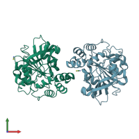 PDB entry 2wud coloured by chain, front view.