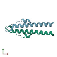 PDB entry 2wuj coloured by chain, front view.
