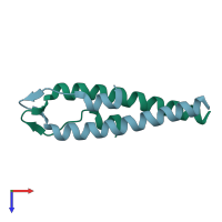 PDB entry 2wuj coloured by chain, top view.