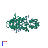 PDB entry 2wv1 coloured by chain, top view.