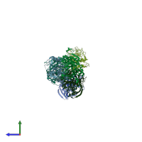 PDB entry 2wv7 coloured by chain, side view.