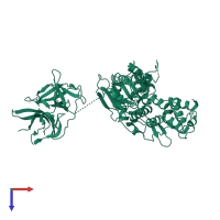 PDB entry 2wv9 coloured by chain, top view.