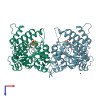 PDB entry 2wvl coloured by chain, top view.