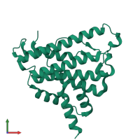 PDB entry 2wvn coloured by chain, front view.