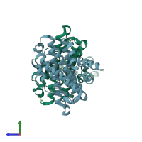 PDB entry 2wvo coloured by chain, side view.