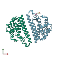 PDB entry 2wvq coloured by chain, front view.