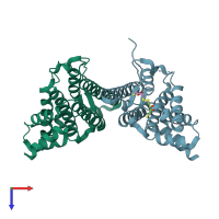 PDB entry 2wvq coloured by chain, top view.