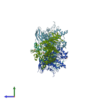 PDB entry 2wvs coloured by chain, side view.