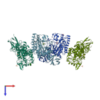 PDB entry 2wvs coloured by chain, top view.