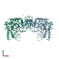 PDB entry 2wvt coloured by chain, front view.