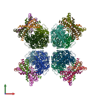 PDB entry 2wvw coloured by chain, front view.