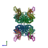 PDB entry 2wvw coloured by chain, side view.