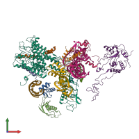 PDB entry 2wwa coloured by chain, front view.