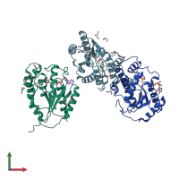 PDB entry 2wwg coloured by chain, front view.