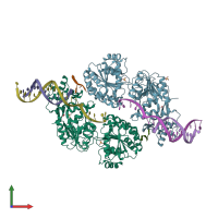 PDB entry 2wwy coloured by chain, front view.