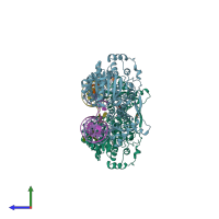 PDB entry 2wwy coloured by chain, side view.