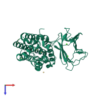 PDB entry 2wxt coloured by chain, top view.