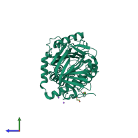 PDB entry 2wy0 coloured by chain, side view.