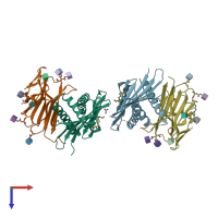 PDB entry 2wy3 coloured by chain, top view.