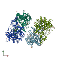 PDB entry 2wyn coloured by chain, front view.